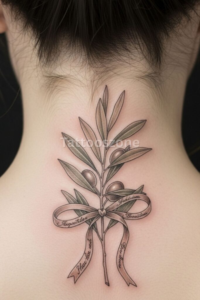 Olive Branch Wrapped in Ribbon tattoo