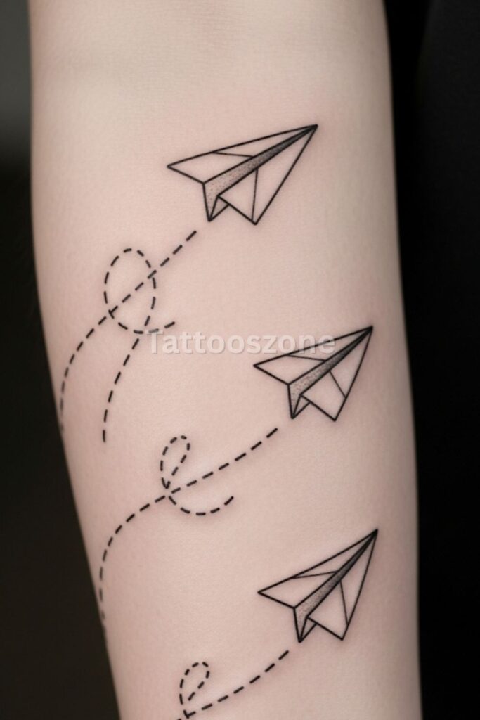 Paper Planes in Flight tattoo