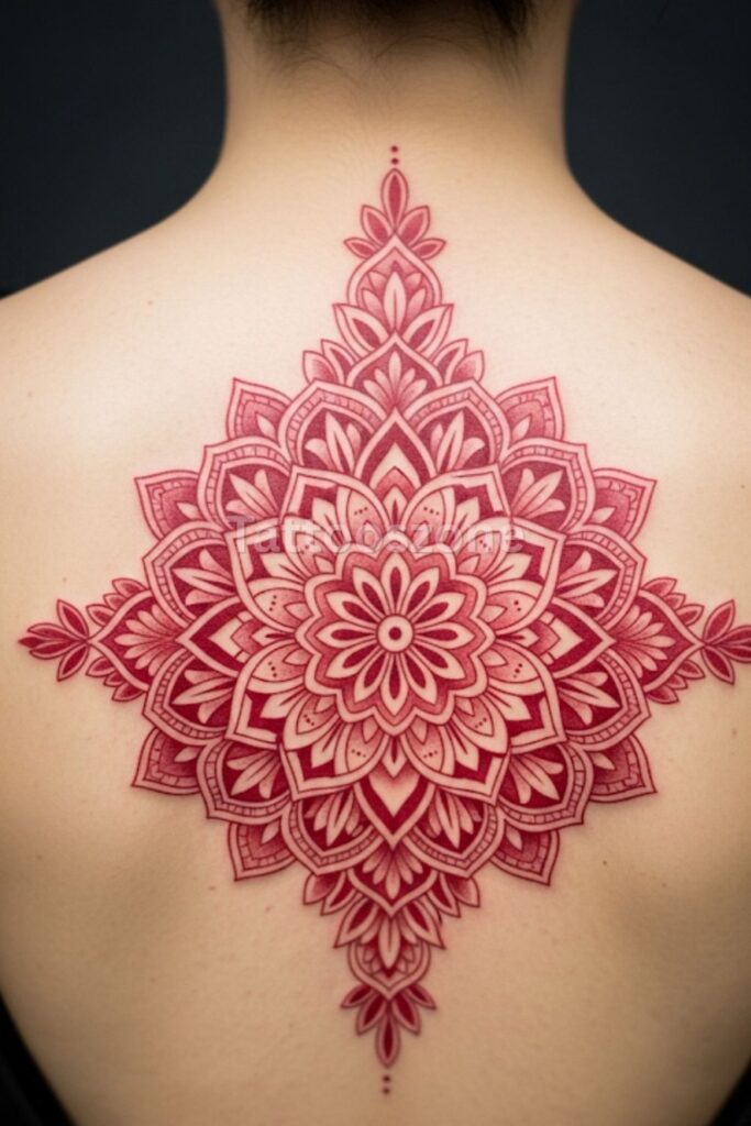 Red Mandala Centerpiece Design tattoo