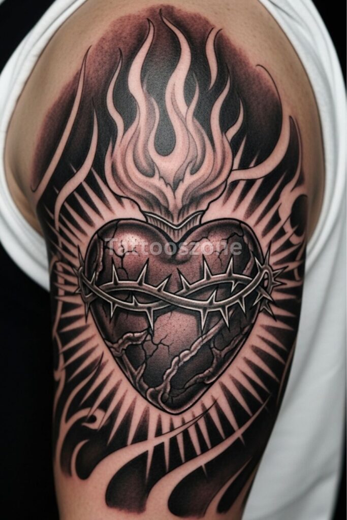 Sacred Heart with Flame