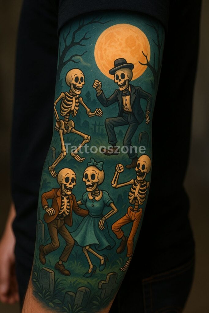 Skeletons Dancing in a Graveyard