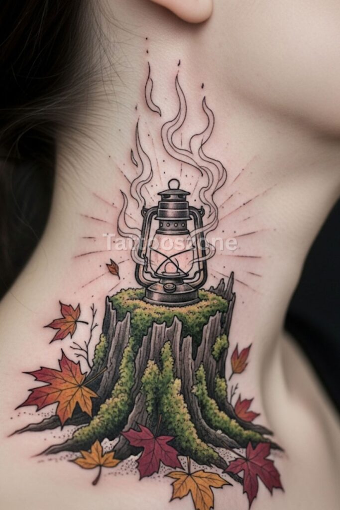 Soft-glowing lantern tattoo