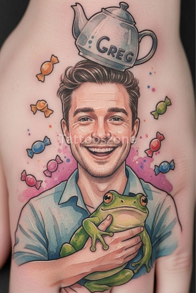 Tattoo of Greg smiling