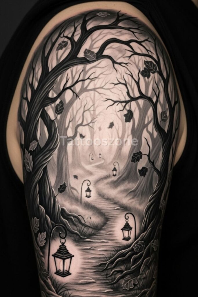 Tattoo of a misty path
