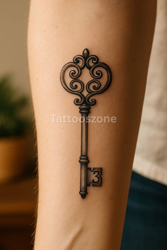 Tattoo of ornate antique key