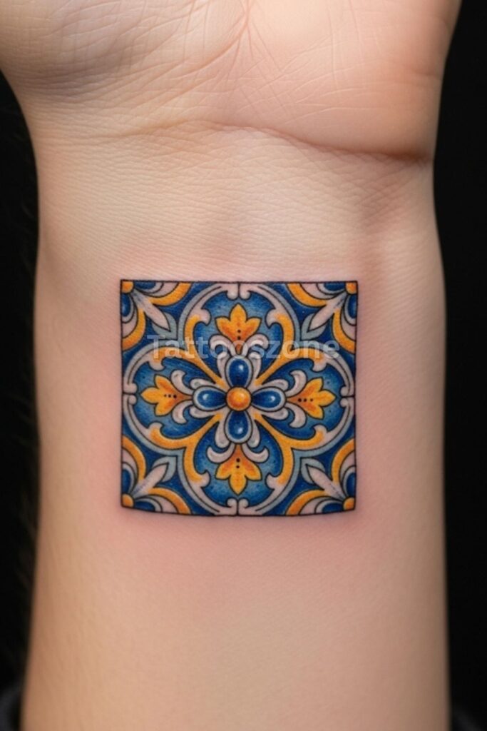 Traditional Sicilian Tile Pattern tattoo
