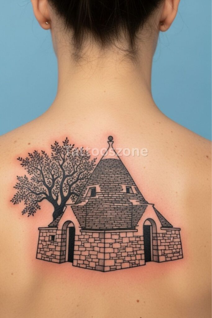 Trullo House Silhouette tattoo