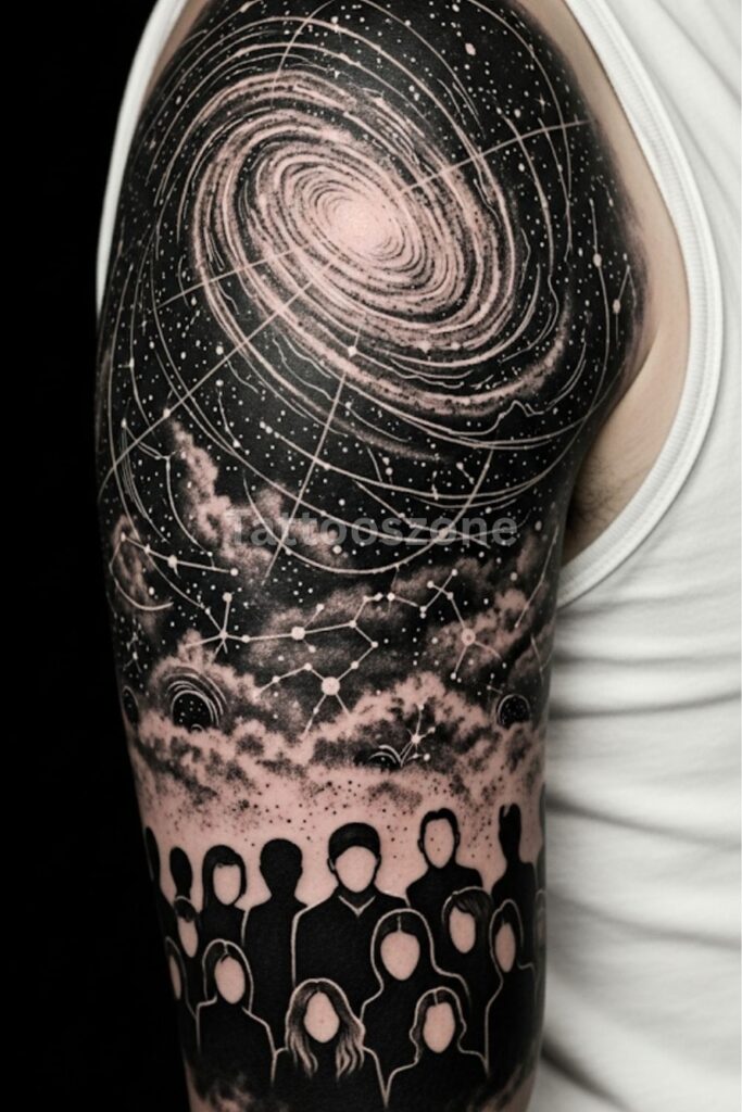 Universe in a Crowd tattoo design
