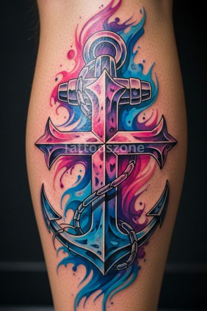 Watercolor Anchor Cross