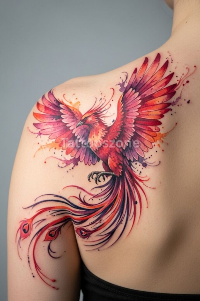 Watercolor Phoenix Tattoo