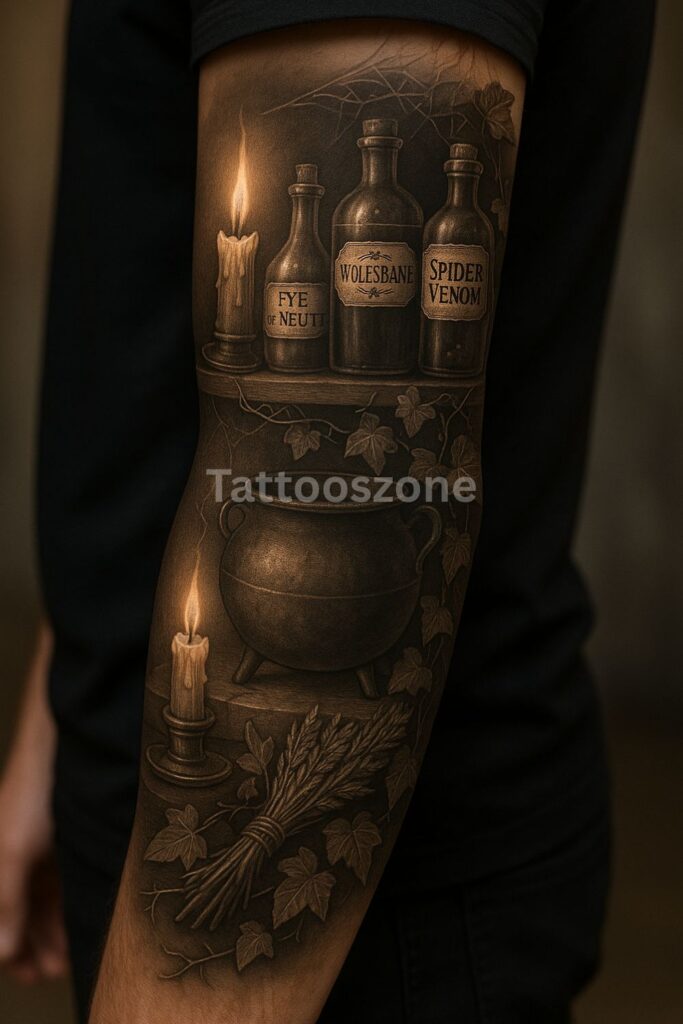 Witch’s Apothecary Tattoo Sleeve
