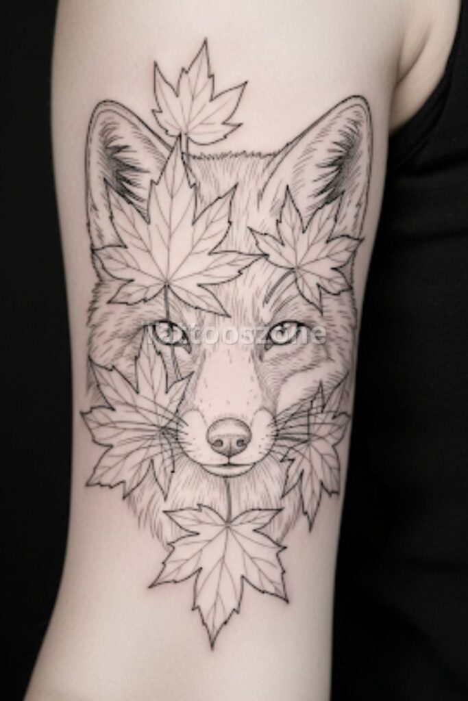 Fox Peeking Through Leaves
