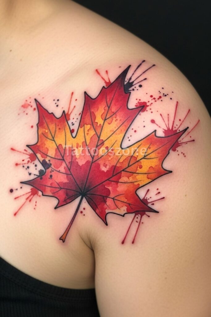 Maple Leaf Watercolor Splash