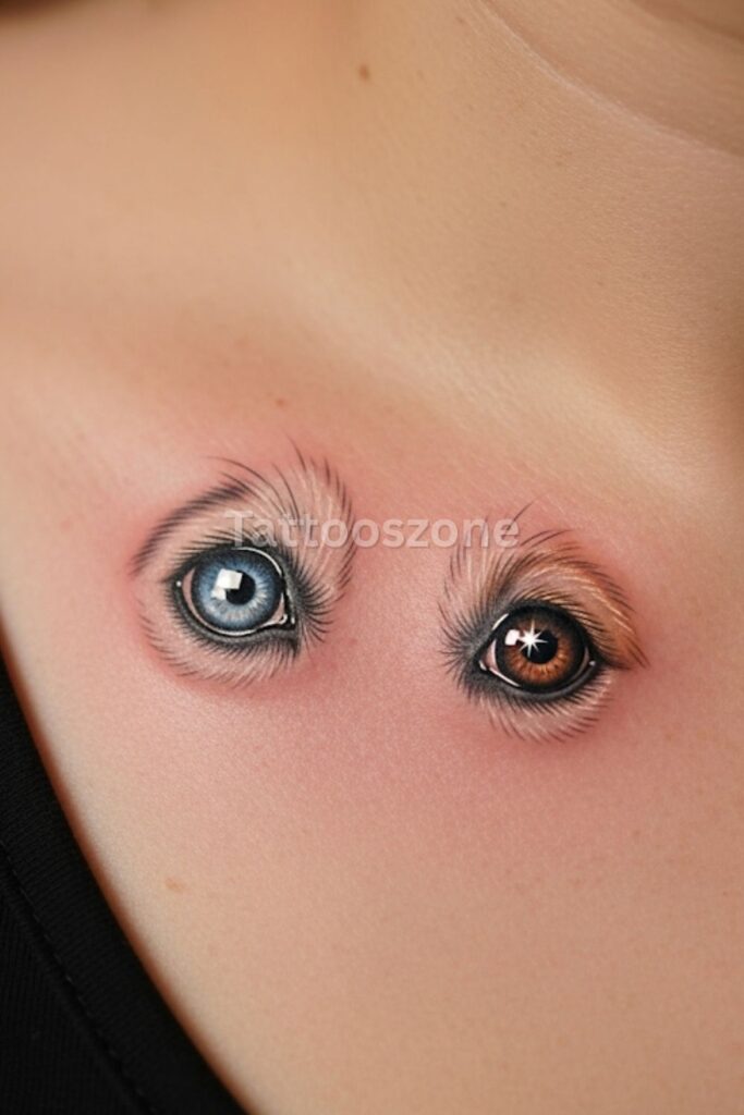 Mini Pet Eyes on Collarbone