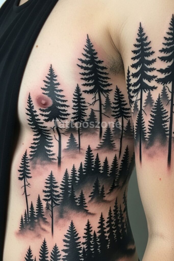 Misty Forest Silhouette