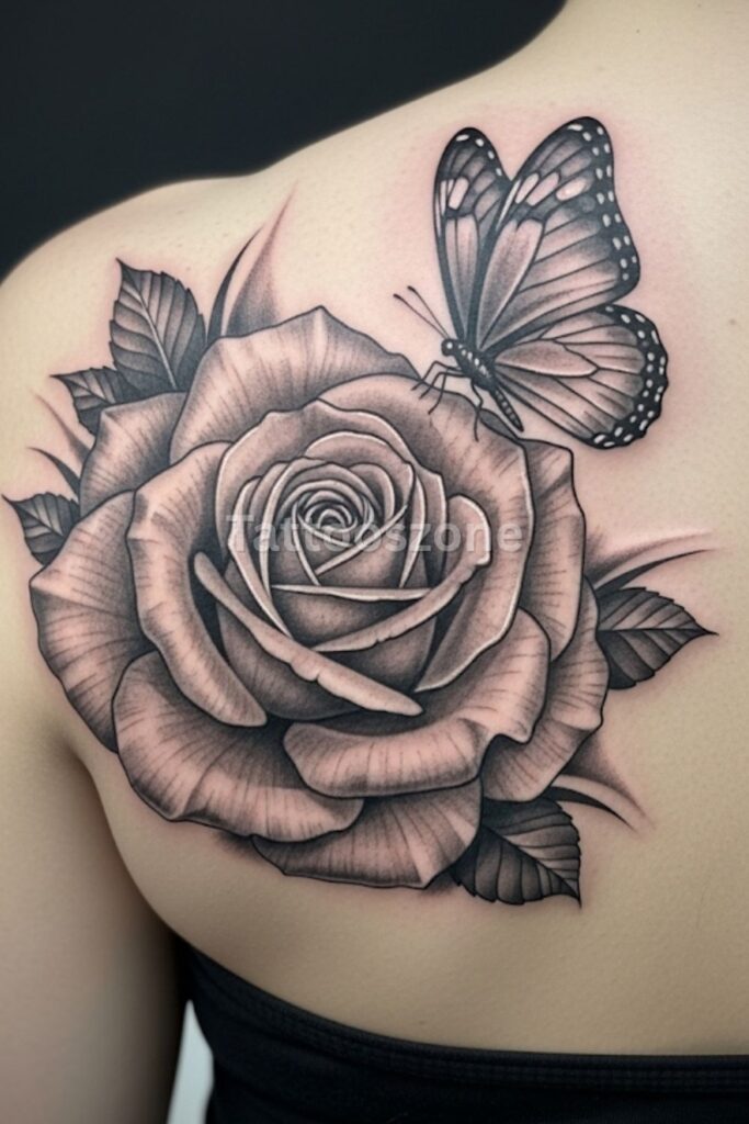 Rose and Butterfly Scene