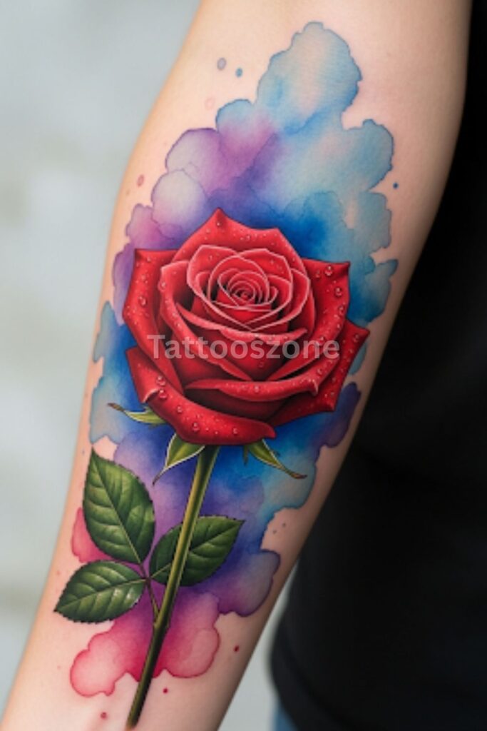 Rose with Watercolor Background