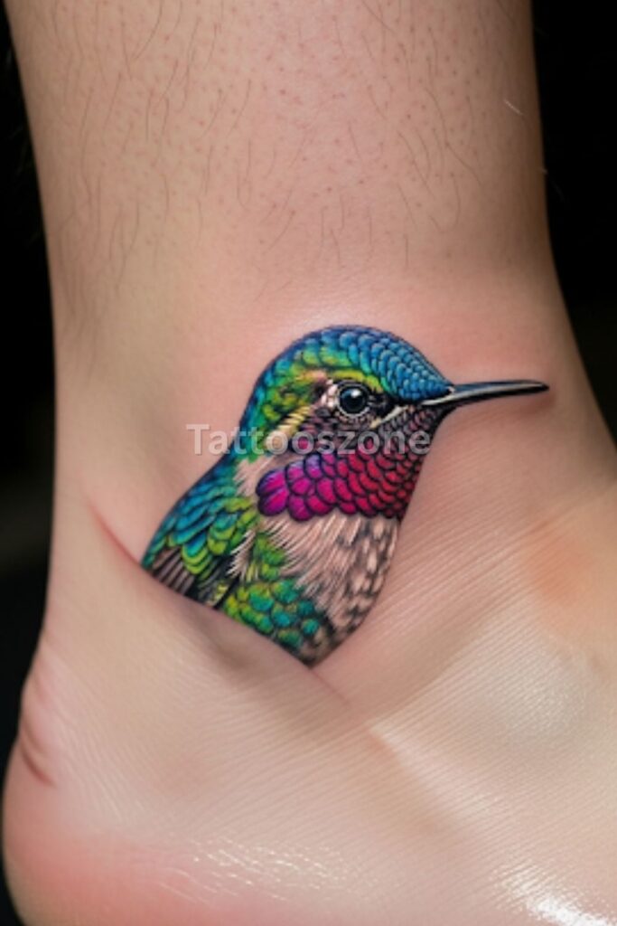 Tiny Bird Portrait on Ankle